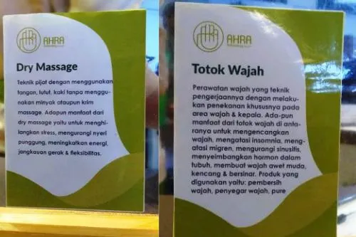 Dua dari 4 pilihan jenis pijat di AHRA REFLEXOLOGI