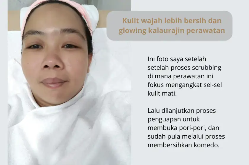 Wajah tampak mulai bersih setelah scrubbing