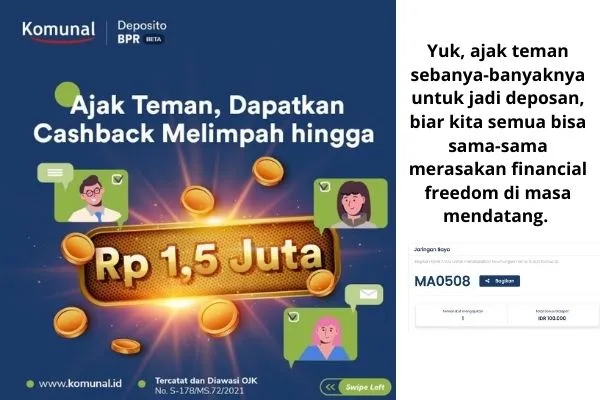 pasif income dari bonus referal Komunal Deposito BPR